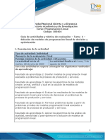 Guia de Actividades y Rúbrica de Evaluación - Tarea 4 - Solución de Modelos de Programación Lineal de Decisión y Optimización PDF