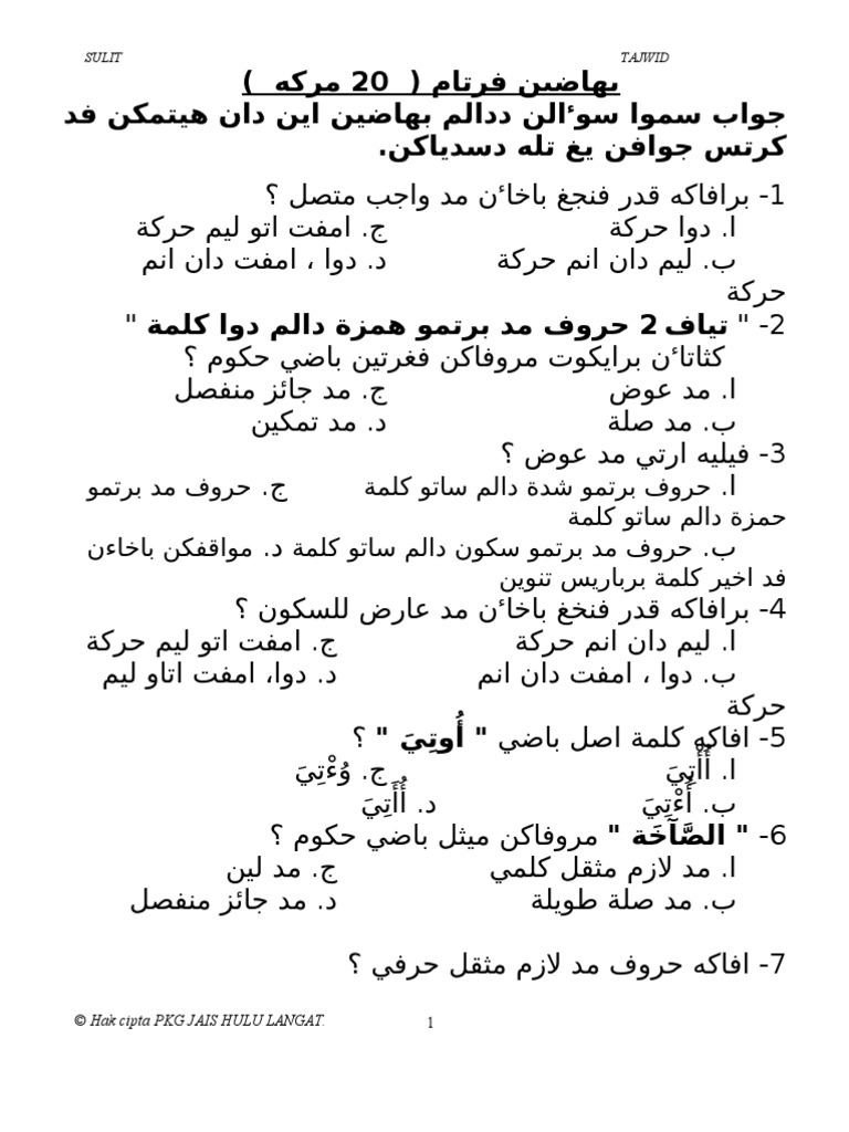 SOALAN TAJWID