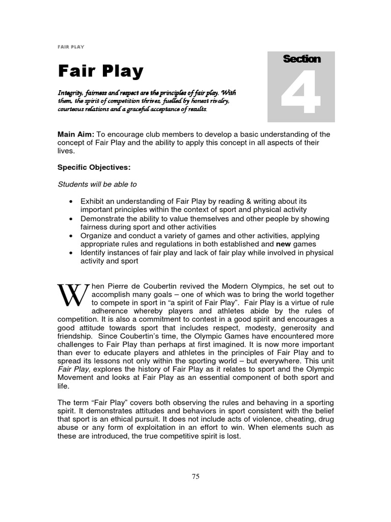The Importance of Fair Play in Sport and Life Exploring the History and Philosophy of this
