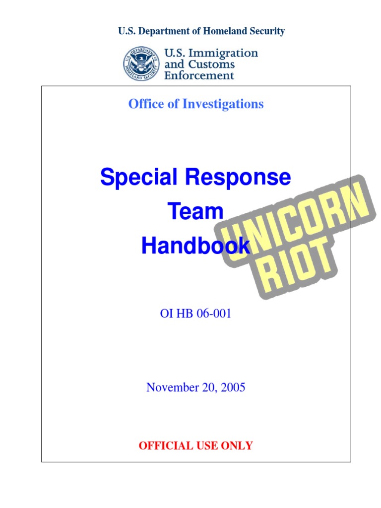 Special Response Team Handbook | PDF | Special Agent | U.S. Immigration ...