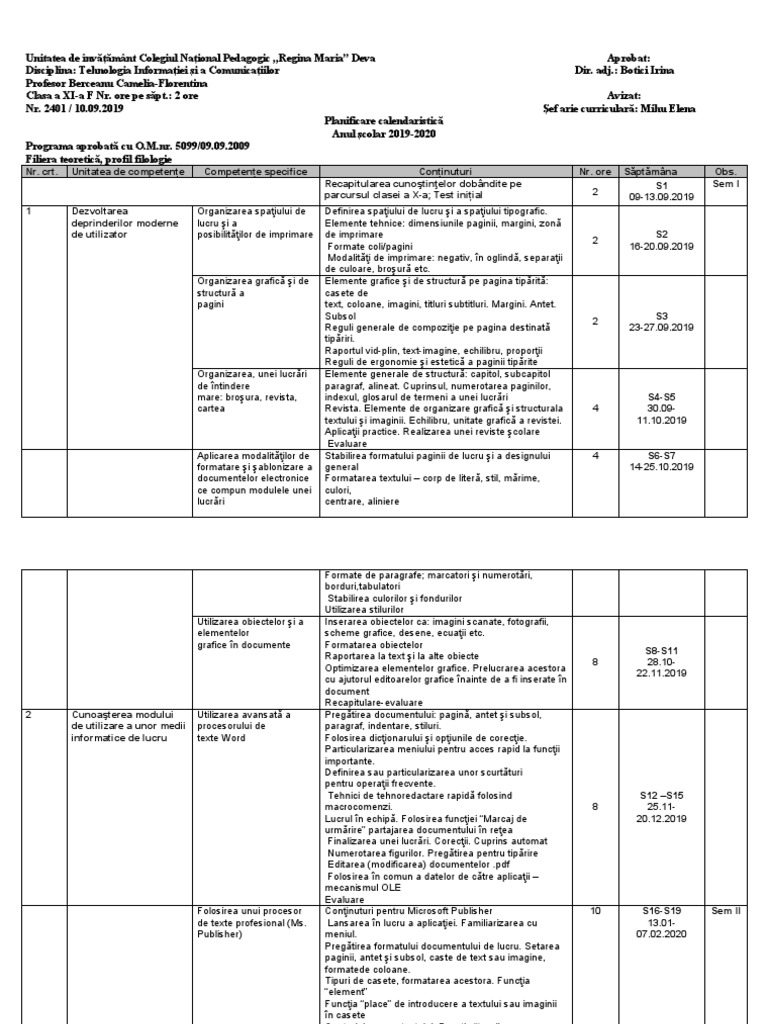 Clasa Xi Tic Filologie | PDF