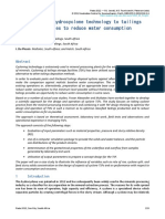 Application of Hydrocyclone Technology To Tailings Storage Facilities To Reduce Water Consumption