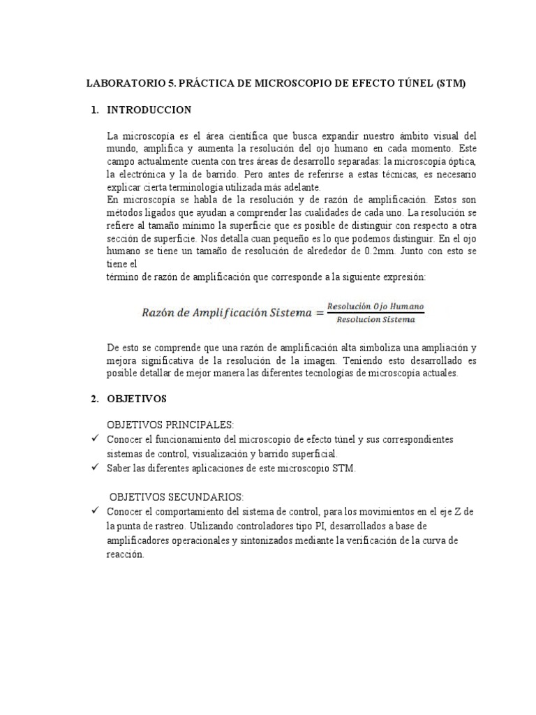 Práctica de Microscopio de Efecto Túnel | PDF | Microscopio de efecto ...