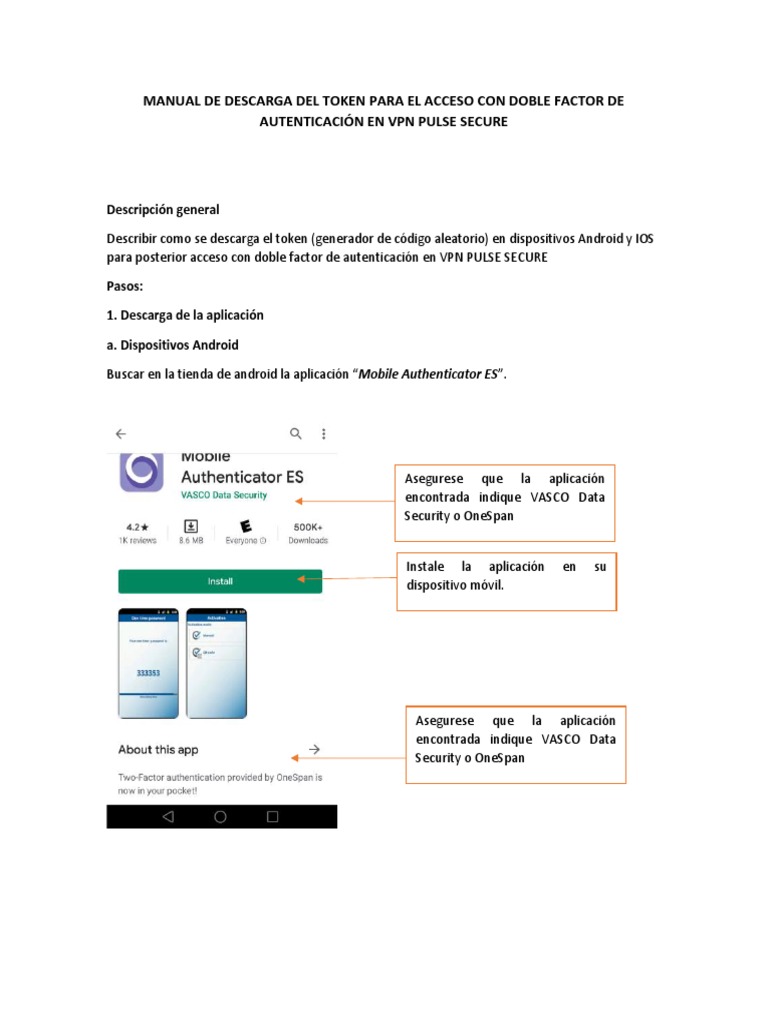 Manual de Descarga Del Token para El Acceso Con Doble Factor de ...