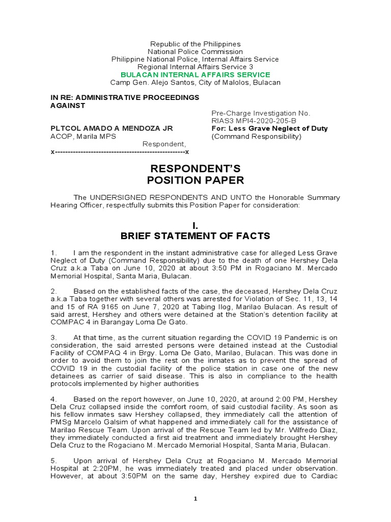 Position paper pltcol mendoza pias death of pupc download free pdf