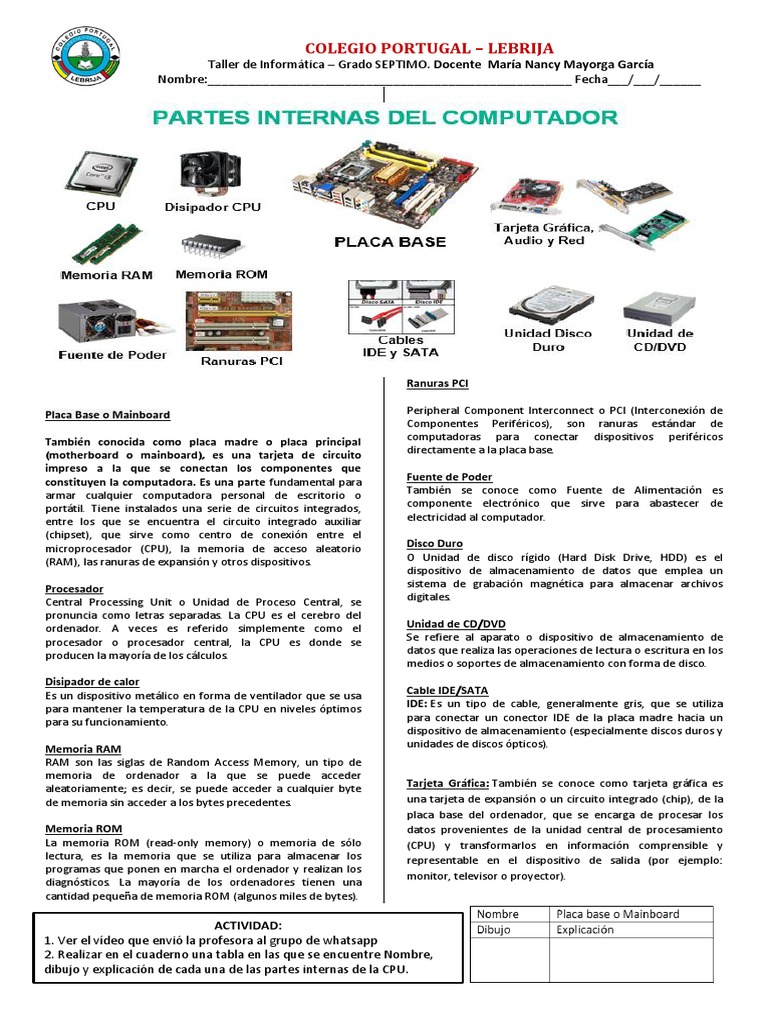 Taller 4 Informatica Grado Septimo | PDF | Hardware de la computadora ...