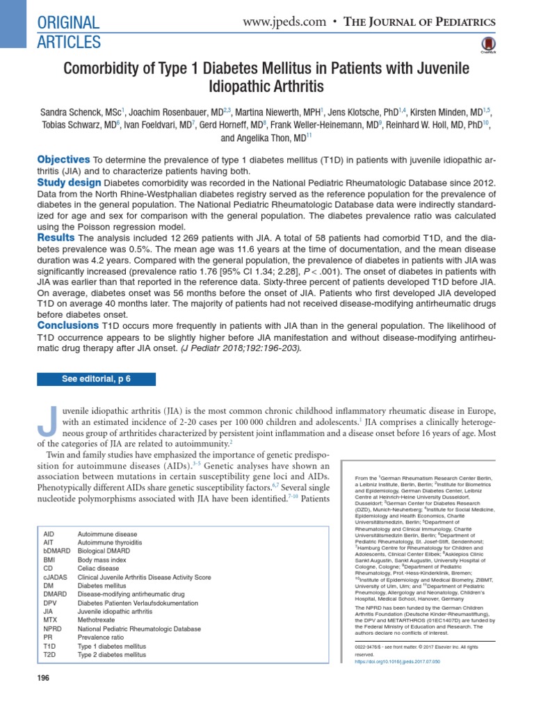 Original Articles: Comorbidity of Type 1 Diabetes Mellitus in Patients ...