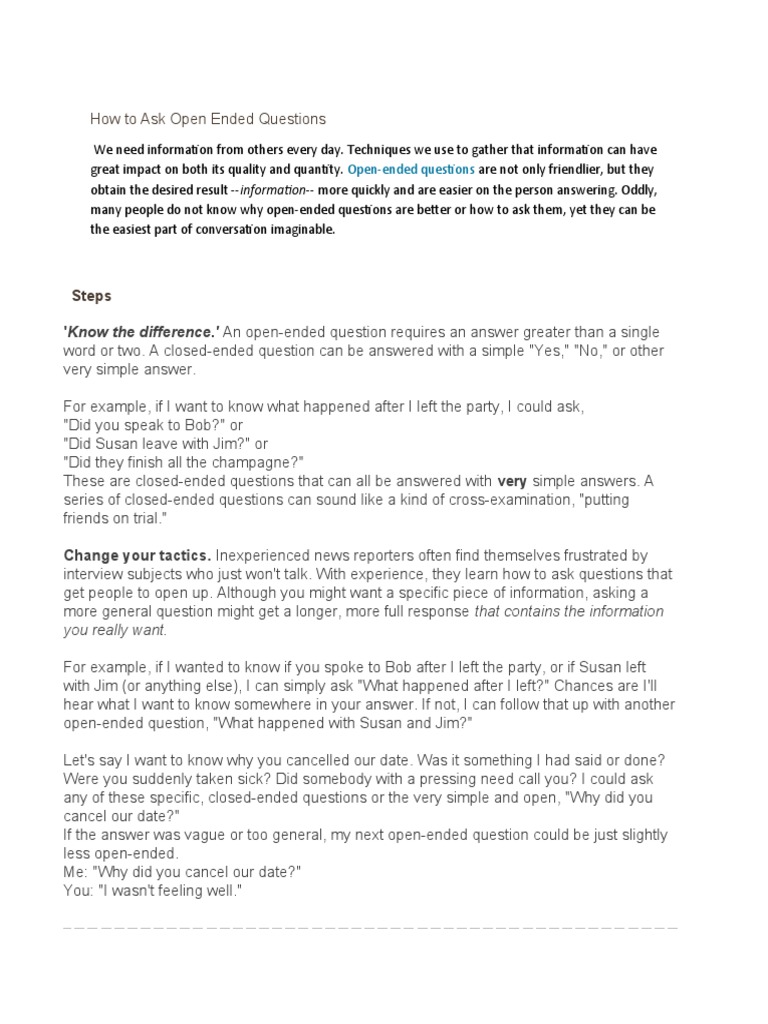 Mastering Open-Ended Questions | PDF | Question | Human Communication