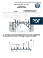 Structural Analysis - I (CE-206) Assignment-5 Cables and Arches