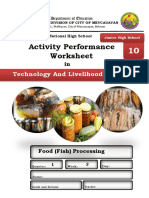 Activity Performance Worksheet: Technology and Livelihood Education