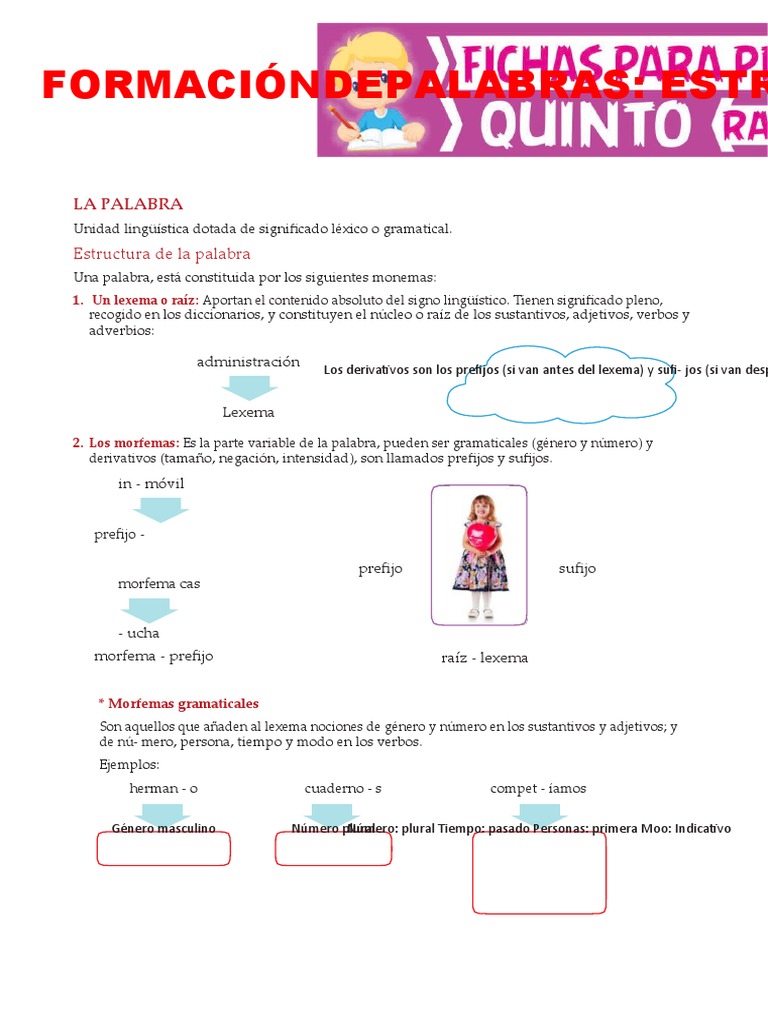 Estructura de La Palabra para Quinto Grado de Primaria | PDF | Palabra ...