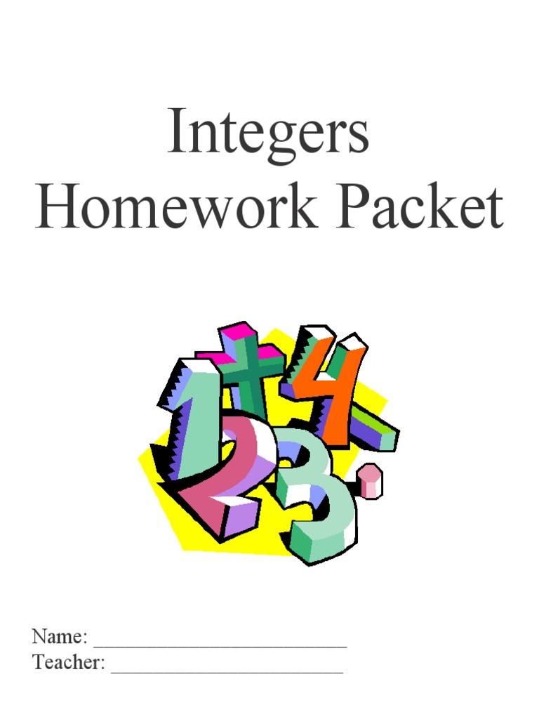 Integers Homework Packet: Name: - Teacher | PDF | Par (Score ...