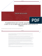 Washington DC Court Allows Victims Case To Go Forward Against The Bank of China