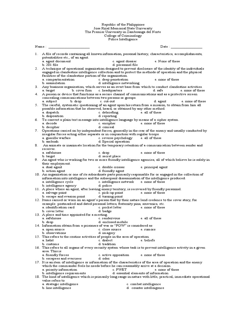 Police Intelligence Course Overview | PDF | Counterintelligence | Espionage
