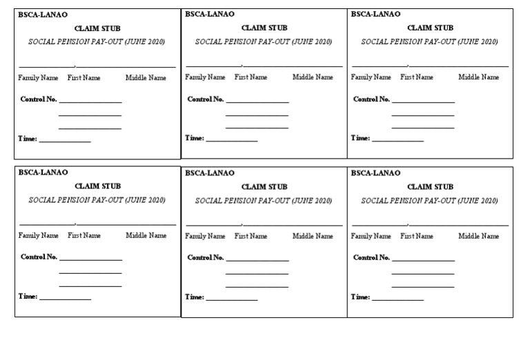 June 2020 Social Pension Claim Stub | PDF