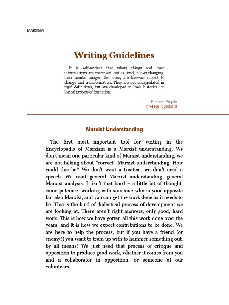 Writing Guidelines: Marxist Understanding | PDF | Karl Marx | Marxism