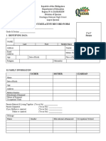 Cumulative Record Form