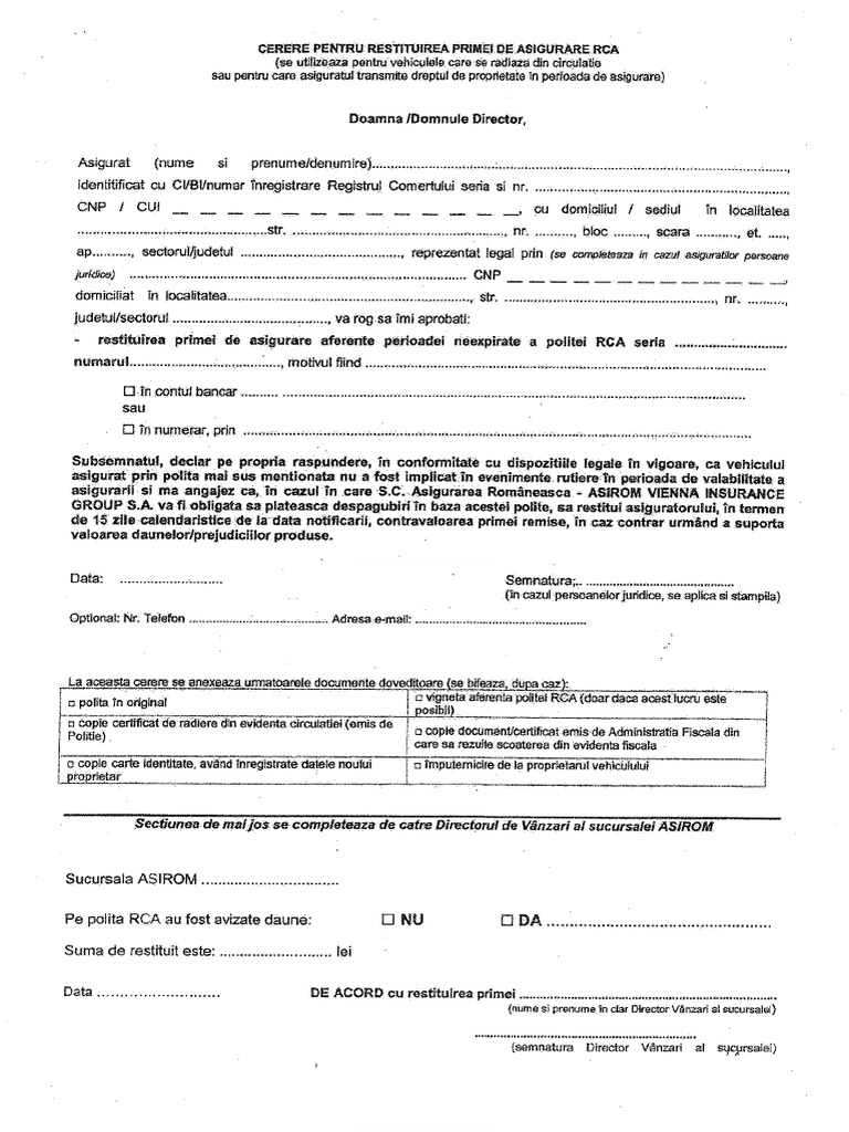 Asirom - Restituire Rca PDF | PDF