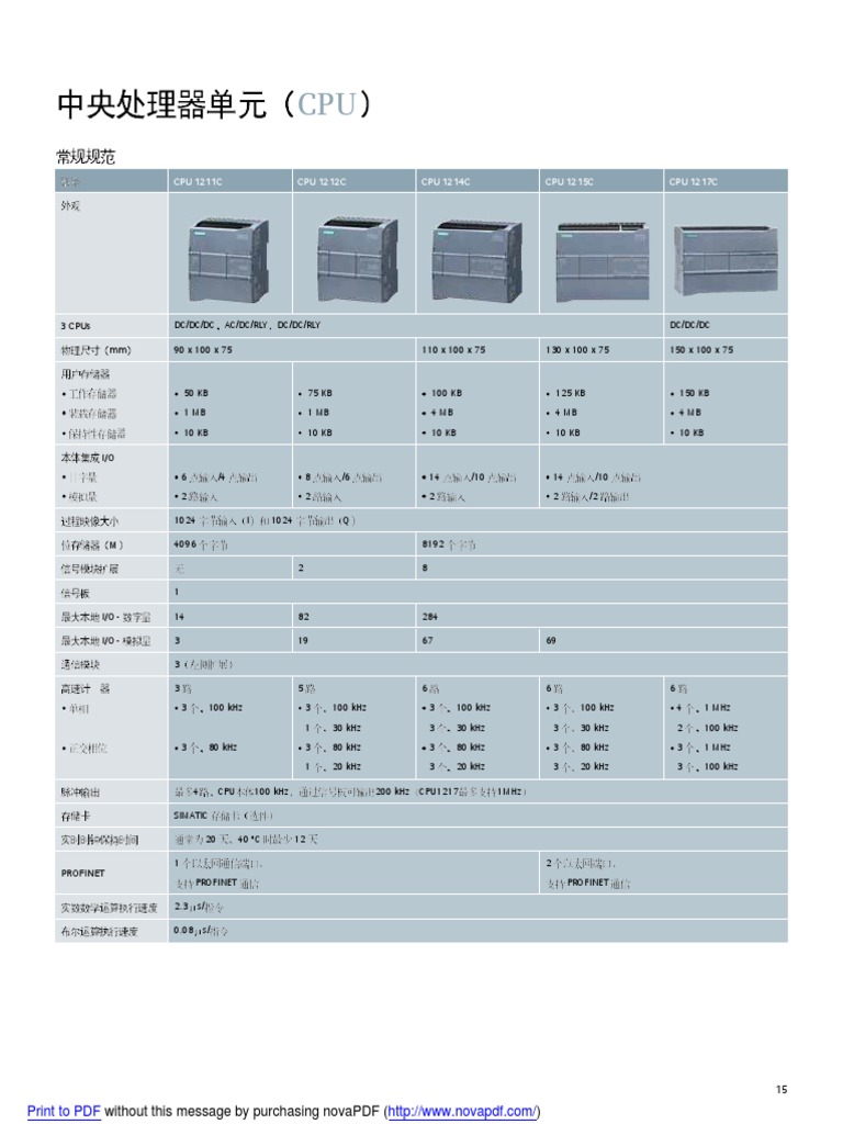 Siemens CPU and SM Module Specifications | PDF | Hertz | Units Of ...