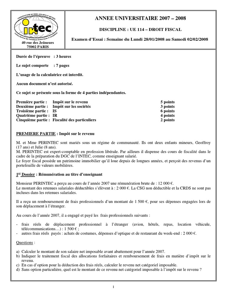 ee s o 114 perintec essaie pdf depreciation paiements