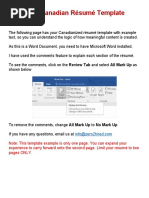 Your Canadian Résumé Template: Experience To Carry Forward Onto The Second Page. Limit Your Resumé To Two Pages ONLY