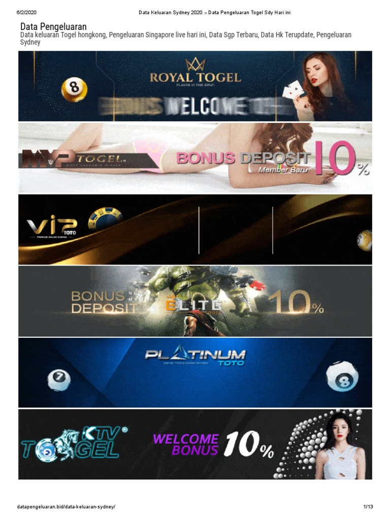 Data Keluaran Sydney 2020 Data Pengeluaran Togel Sdy Hari Ini Pdf