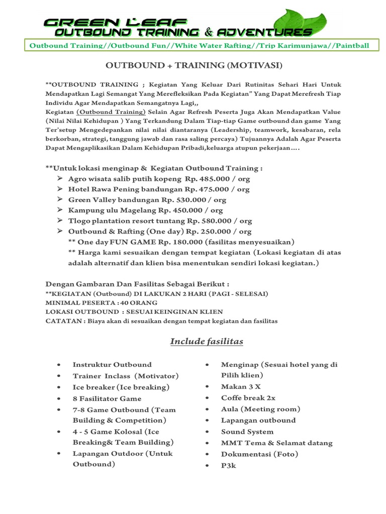 Outbound Training: Membangun Karakter Tim | PDF | Pengembangan Diri ...