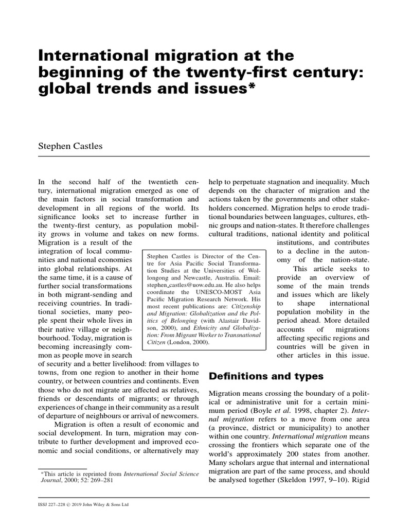 Global Trends in 21st Century Migration | PDF | Immigration | Migrant ...