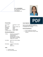 Elpha D. Alisandao: Personal Data: Career Objectives