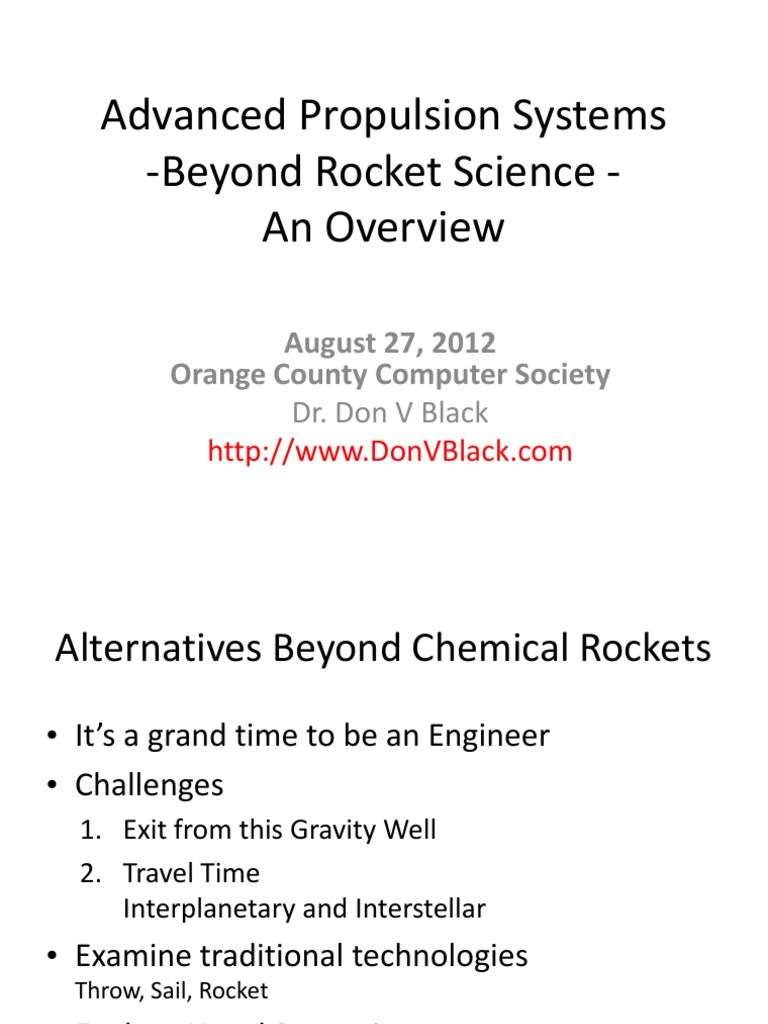 Advanced Space Propulsion Systems | PDF | Spacecraft Propulsion ...