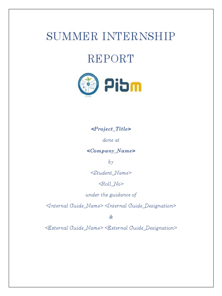Summer Internship Report Format | PDF | Master Of Business ...
