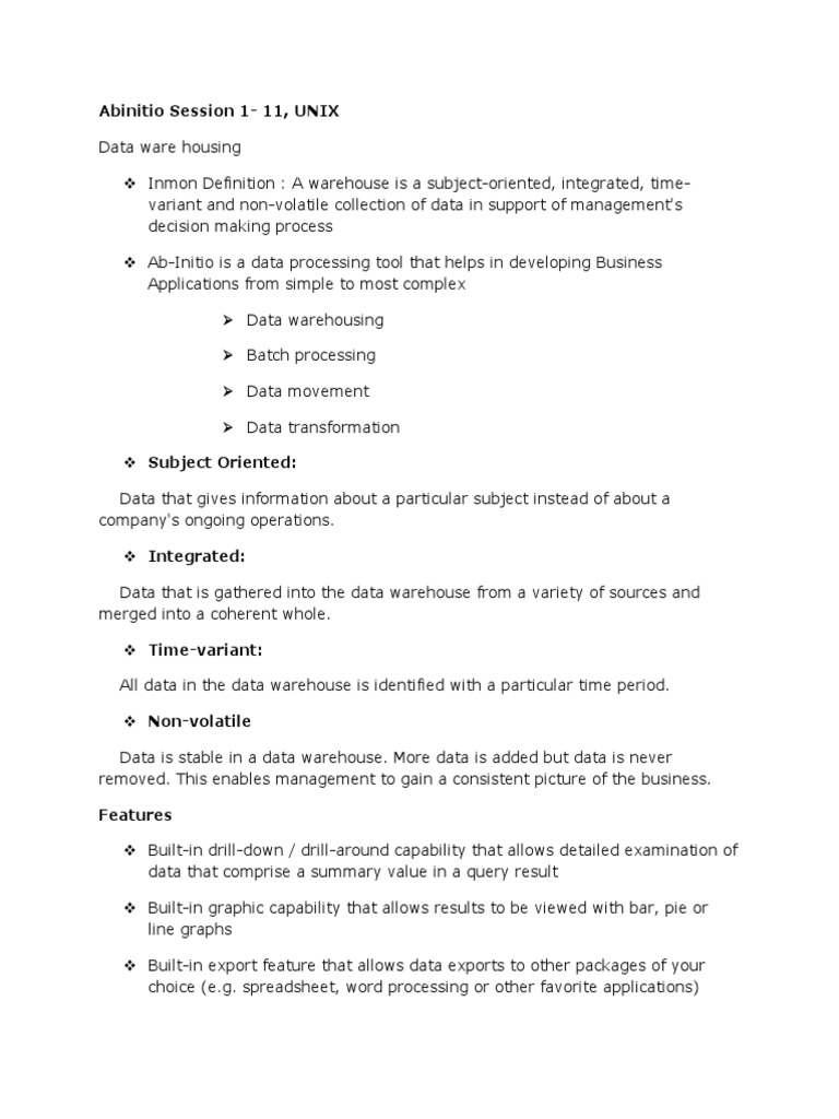 Abinitio Session 1 | PDF | Data Warehouse | Parameter (Computer ...