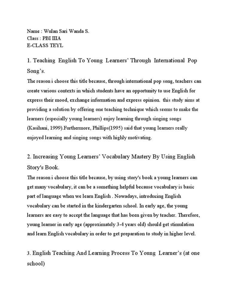 Teaching English to Young Learners | PDF