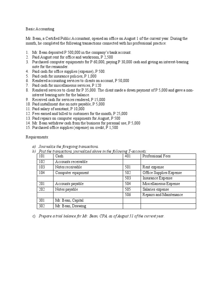 Basic Accounting Transactions Journal | PDF