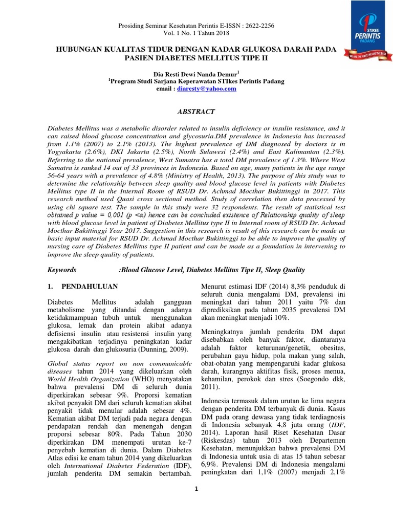 Sleep Quality and Blood Glucose in Diabetes | PDF | Disorders Of ...