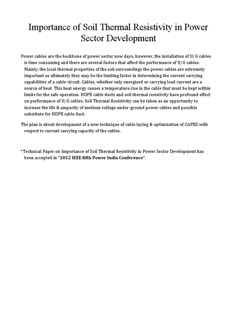 Soil Thermal Resistivity in Power Cables | PDF