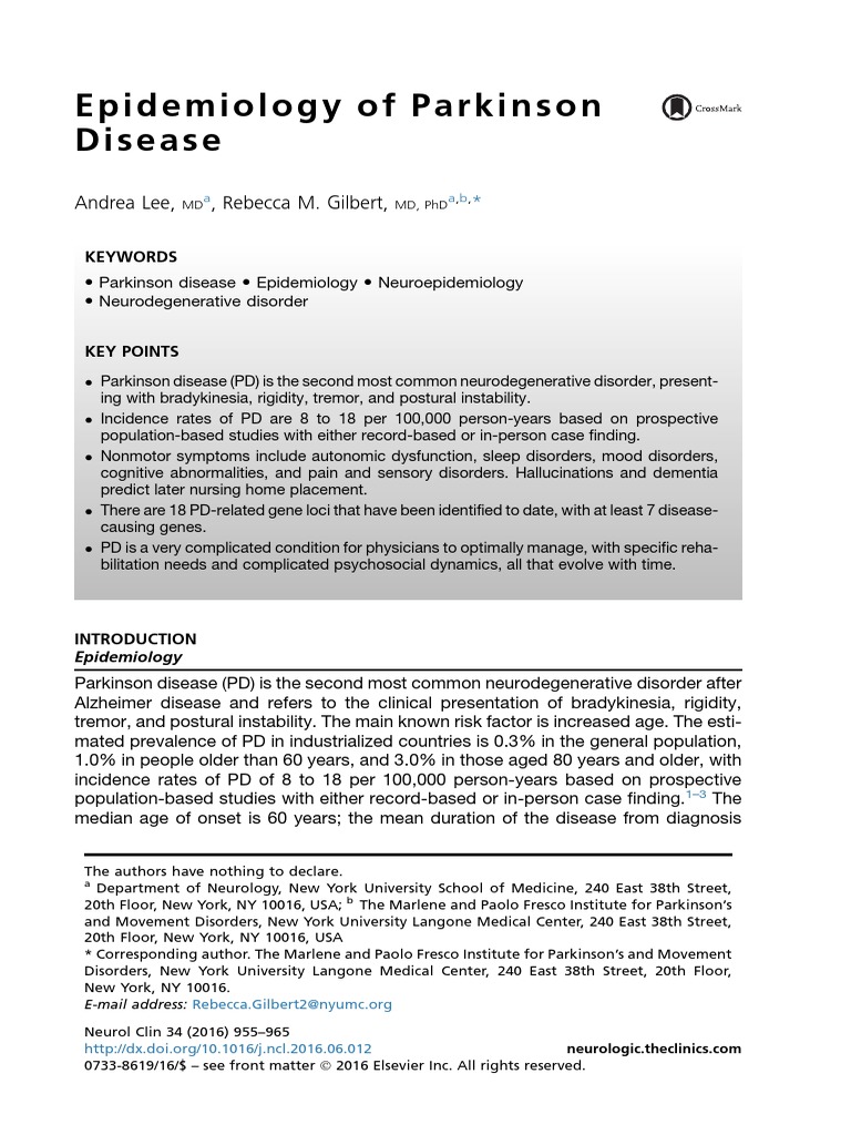 Epidemiology of PD | PDF | Caffeine | Parkinson's Disease