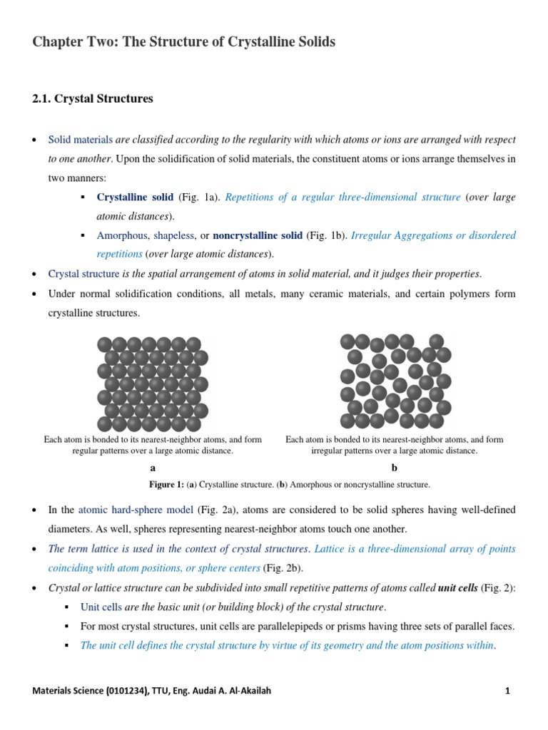 Chapter Two, The Structure of Crystalline Solids PDF | PDF | Crystal ...