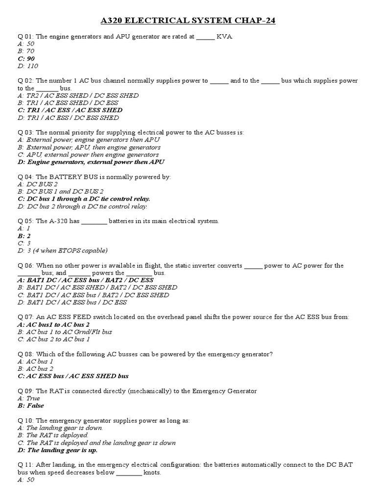 A320 Electrical System Chap-24 | PDF | Flight Recorder | Electric Generator