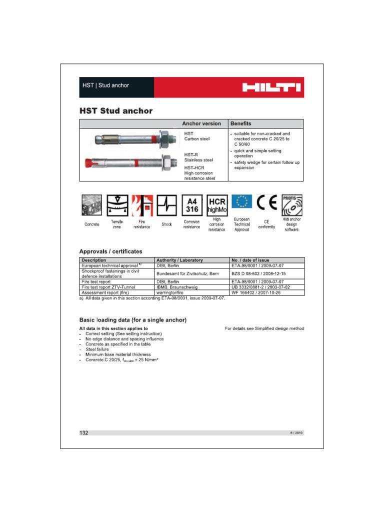 HILTI HST Stud Anchor PDF