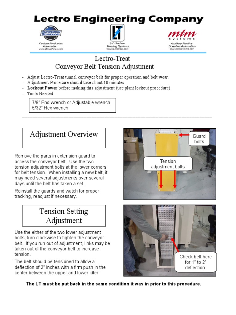 Conveyor Belt Tension Adjustment PDF