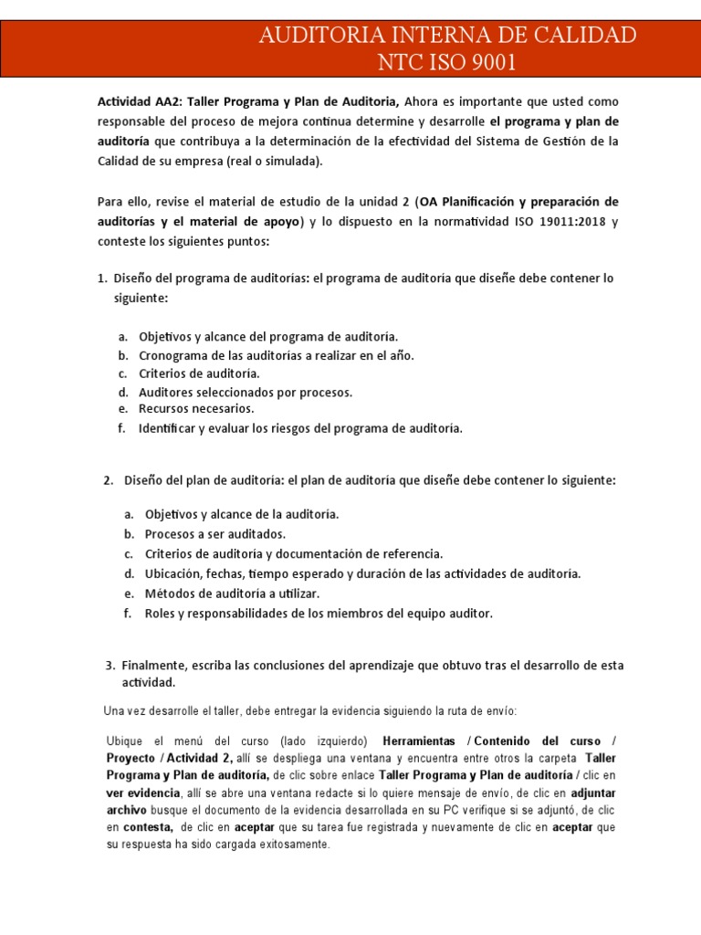 Programa de Auditoría ISO 9001 | PDF | Auditoría | Contralor