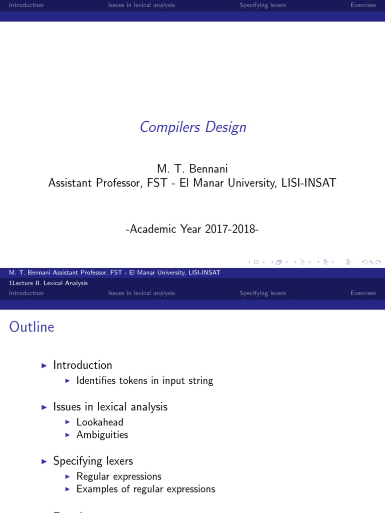 Lexical Analysis in Compiler Design | PDF | Parsing | Syntax (Logic)