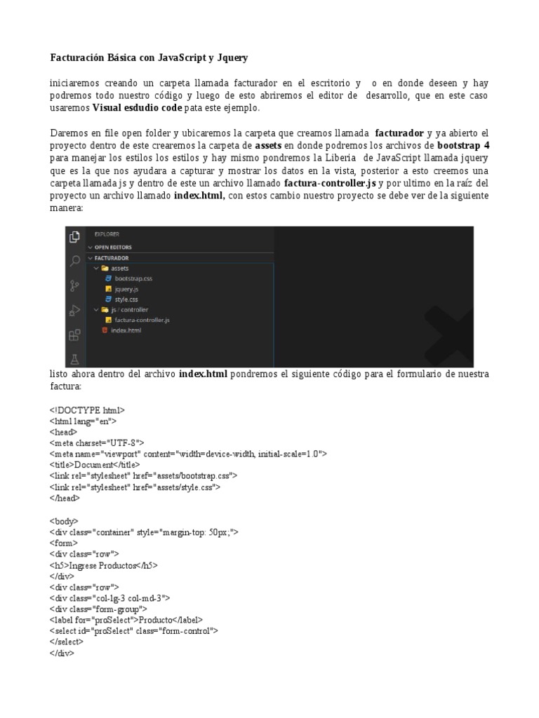 Facturación con JavaScript y jQuery | PDF | J Query | Bootstrap (marco ...