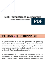 Lec 8 Formulation of Questionnaire