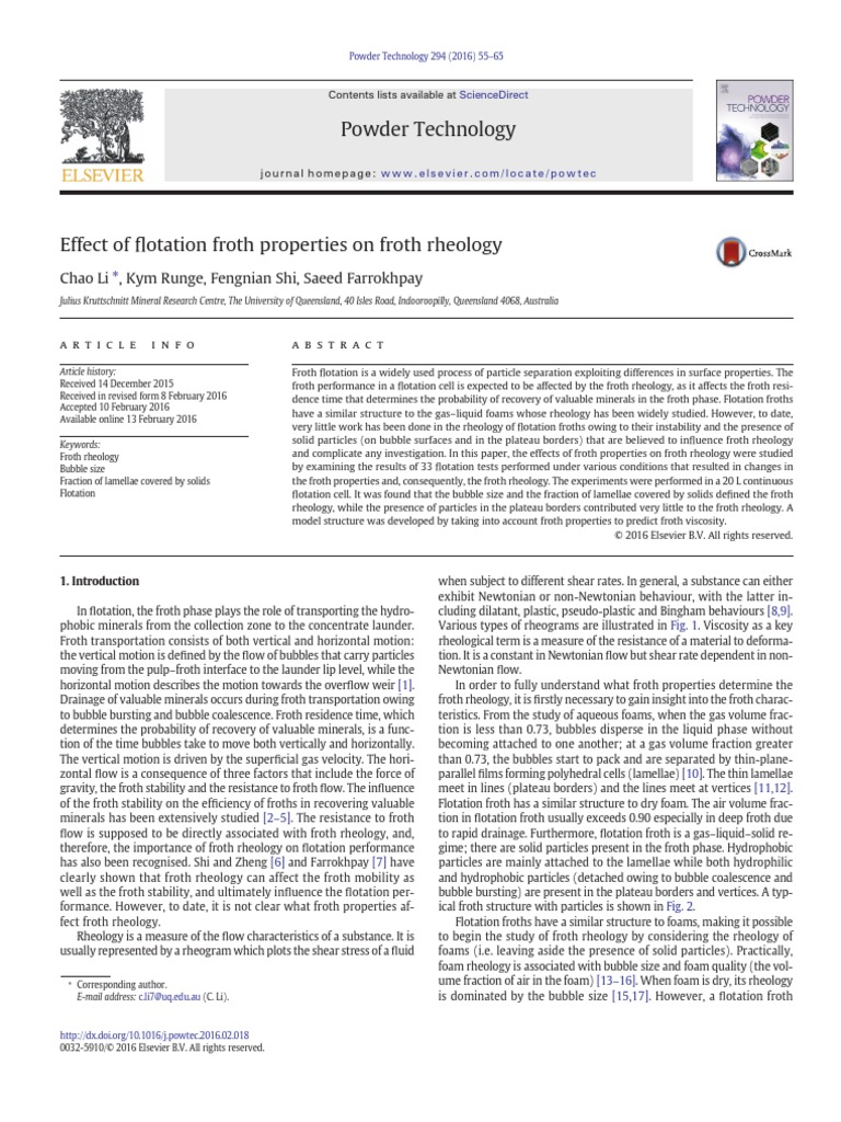 Effect of Flotation Froth Properties On Froth Rheology PDF | PDF | Foam ...