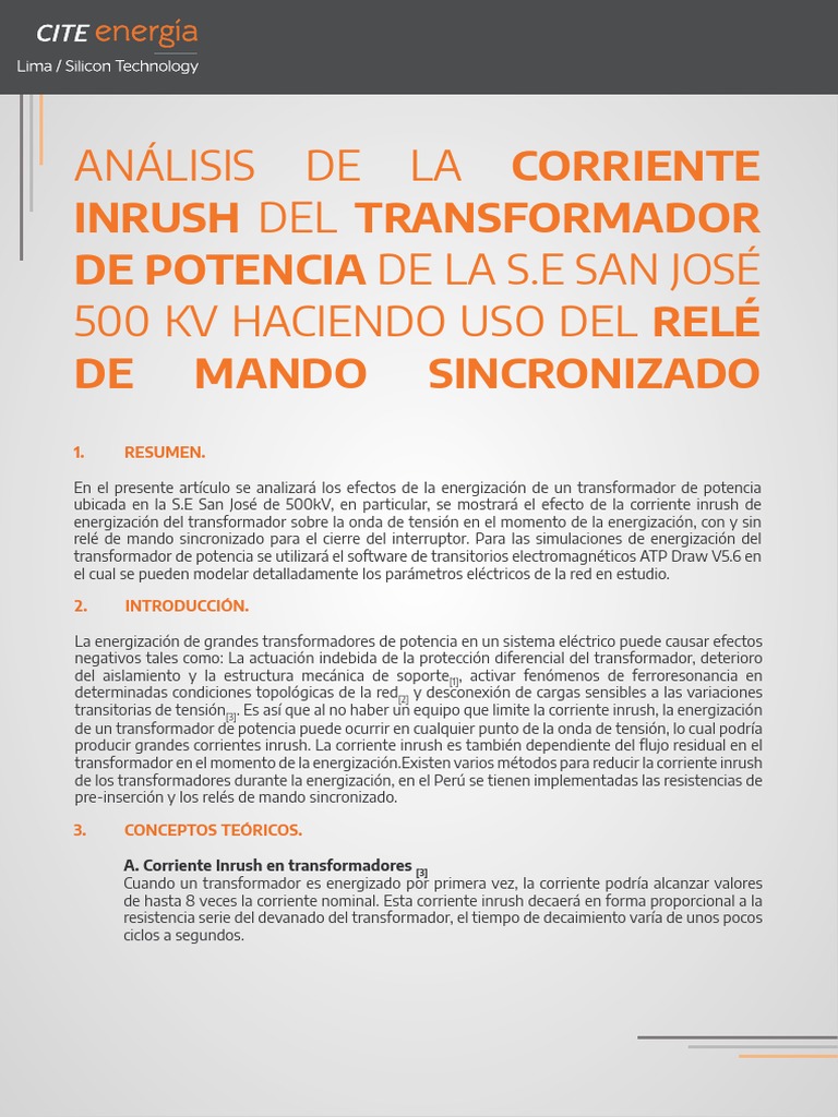 Efectos de la Corriente Inrush en Transformadores | PDF | Transformador ...