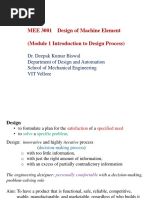 MEE 3001 Design of Machine Element (Module 1 Introduction To Design Process)