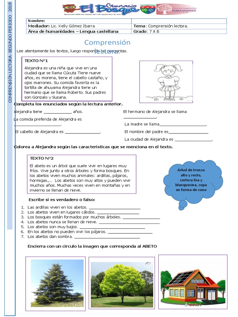 Comprensión Lectora R y G | PDF | Arboles | Naturaleza