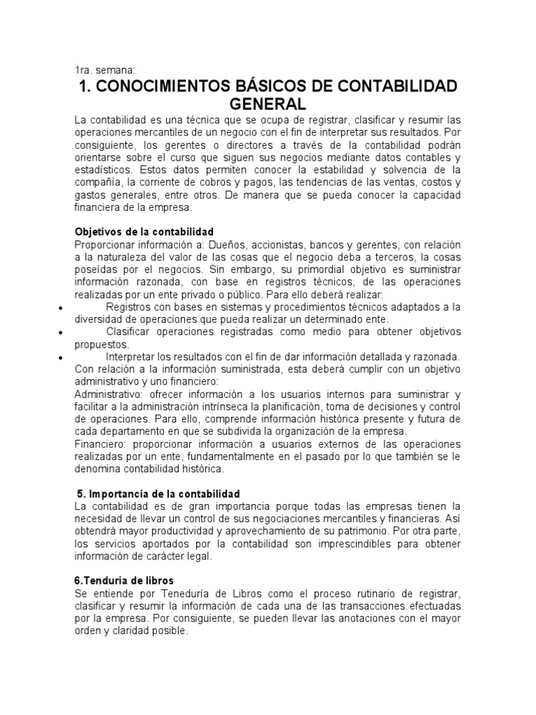 Conocimientos Básicos De Contabilidad General Pdf Contabilidad